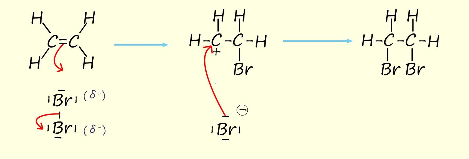 mechanism of electrophilic addition of bromine